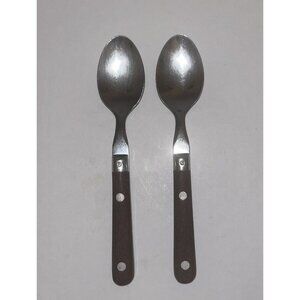 2 Tsps Washington Forge? Mardi Gras Stainless Brown Plastic Riveted Handle Korea